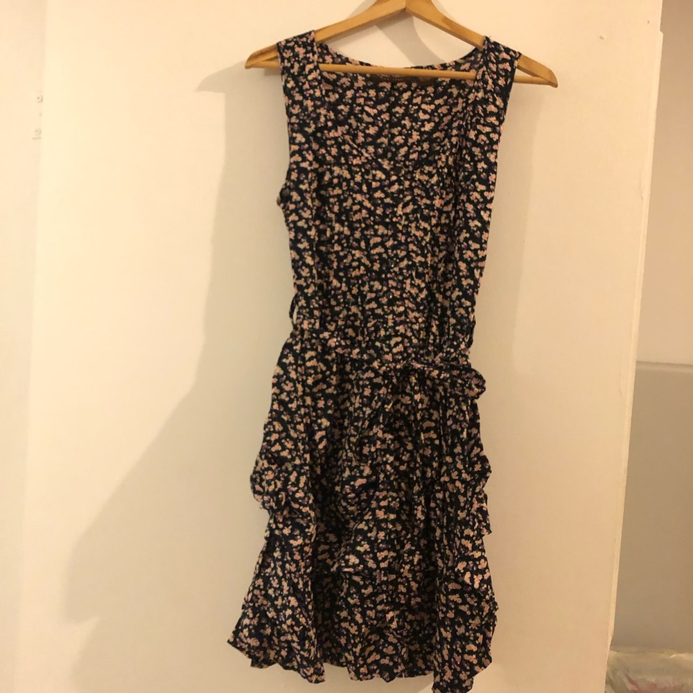 Flower-Printed Navy Dress